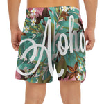 Hawaiian Flower Aloha Print Men's Split Running Shorts