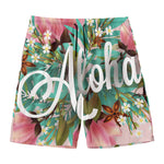 Hawaiian Flower Aloha Print Men's Swim Trunks