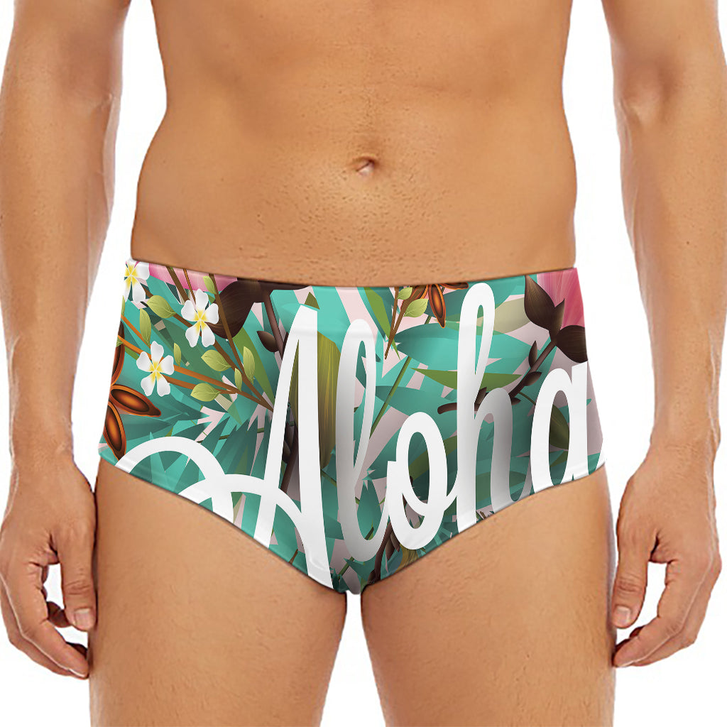 Hawaiian Flower Aloha Print Men's Triangle Swim Briefs