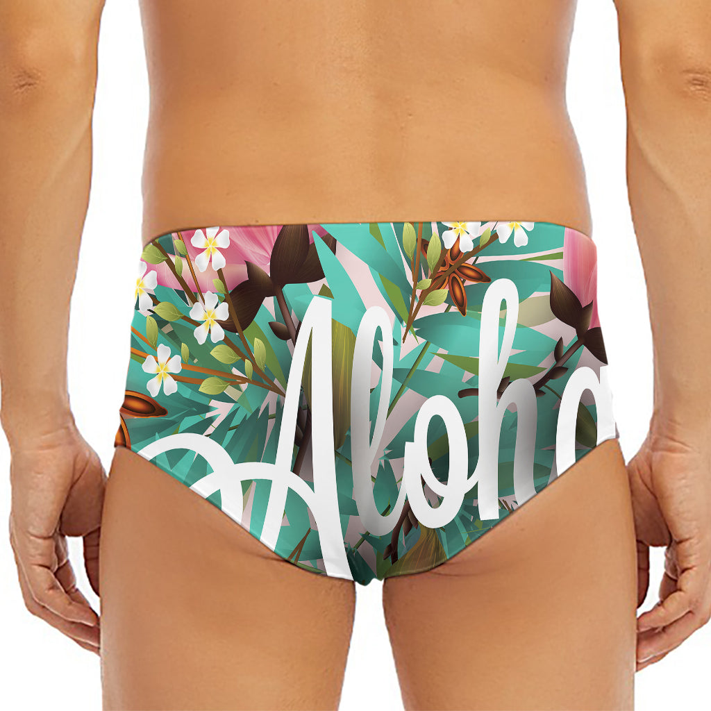 Hawaiian Flower Aloha Print Men's Triangle Swim Briefs