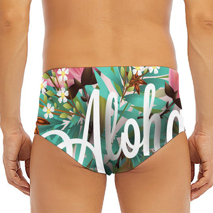 Hawaiian Flower Aloha Print Men's Triangle Swim Briefs