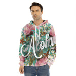 Hawaiian Flower Aloha Print Men's Velvet Pullover Hoodie