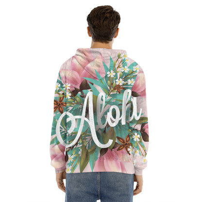 Hawaiian Flower Aloha Print Men's Velvet Pullover Hoodie