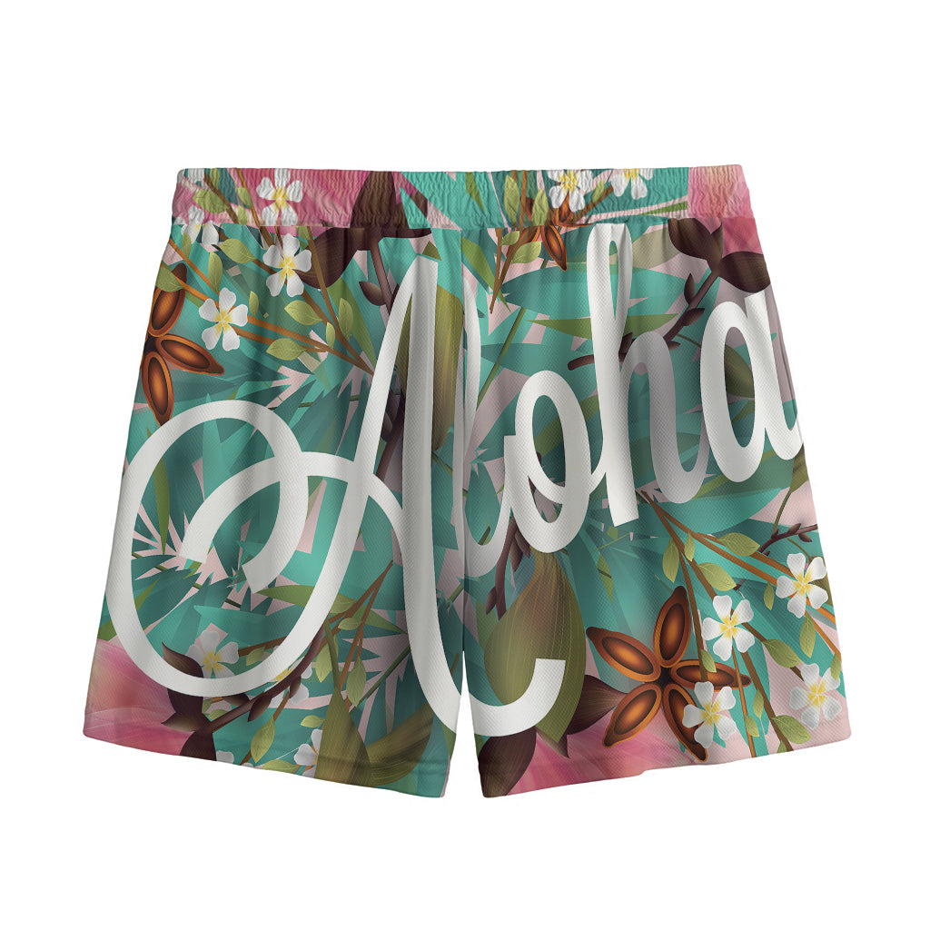 Hawaiian Flower Aloha Print Mesh Shorts
