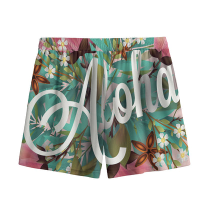 Hawaiian Flower Aloha Print Mesh Shorts