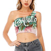 Hawaiian Flower Aloha Print One Shoulder Crop Top