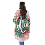 Hawaiian Flower Aloha Print Open Front Beach Cover Up