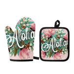 Hawaiian Flower Aloha Print Oven Mitt And Pot Holder Set