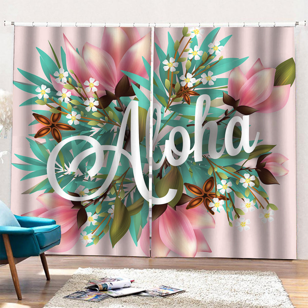 Hawaiian Flower Aloha Print Pencil Pleat Curtains