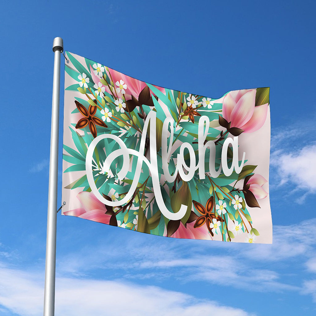Hawaiian Flower Aloha Print Polyester Flag