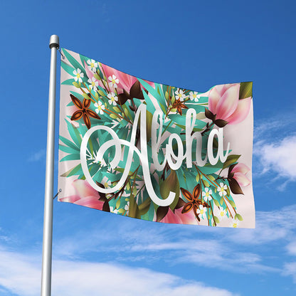 Hawaiian Flower Aloha Print Polyester Flag