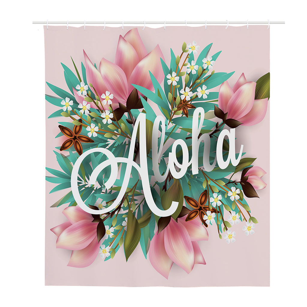 Hawaiian Flower Aloha Print Polyester Shower Curtain