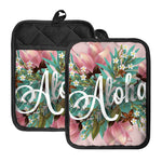 Hawaiian Flower Aloha Print Pot Holders With Pocket