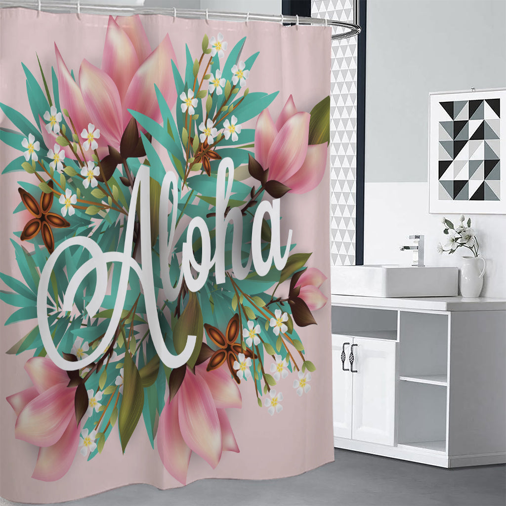 Hawaiian Flower Aloha Print Premium Shower Curtain