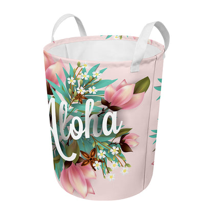 Hawaiian Flower Aloha Print Round Laundry Basket