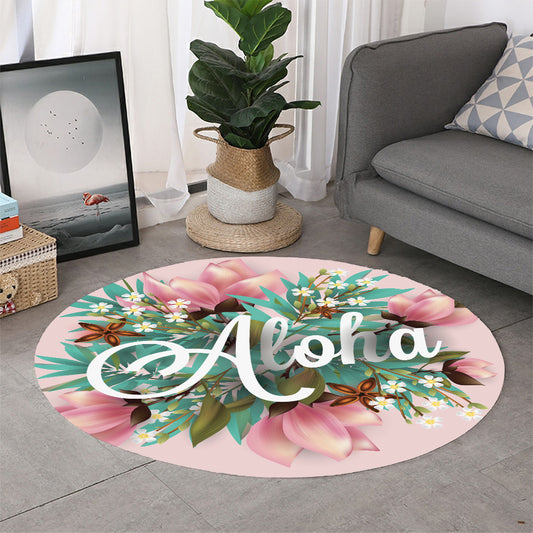 Hawaiian Flower Aloha Print Round Rug