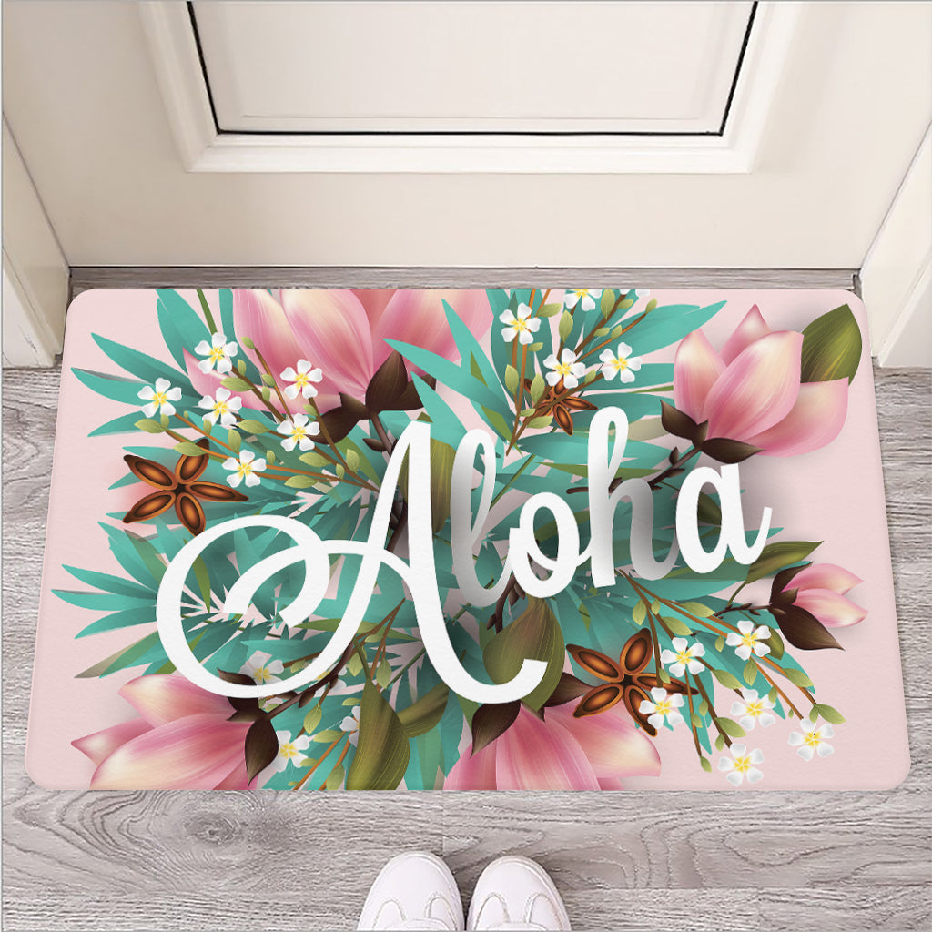 Hawaiian Flower Aloha Print Rubber Doormat