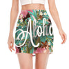 Hawaiian Flower Aloha Print Side Slit Mini Skirt