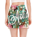 Hawaiian Flower Aloha Print Side Slit Mini Skirt