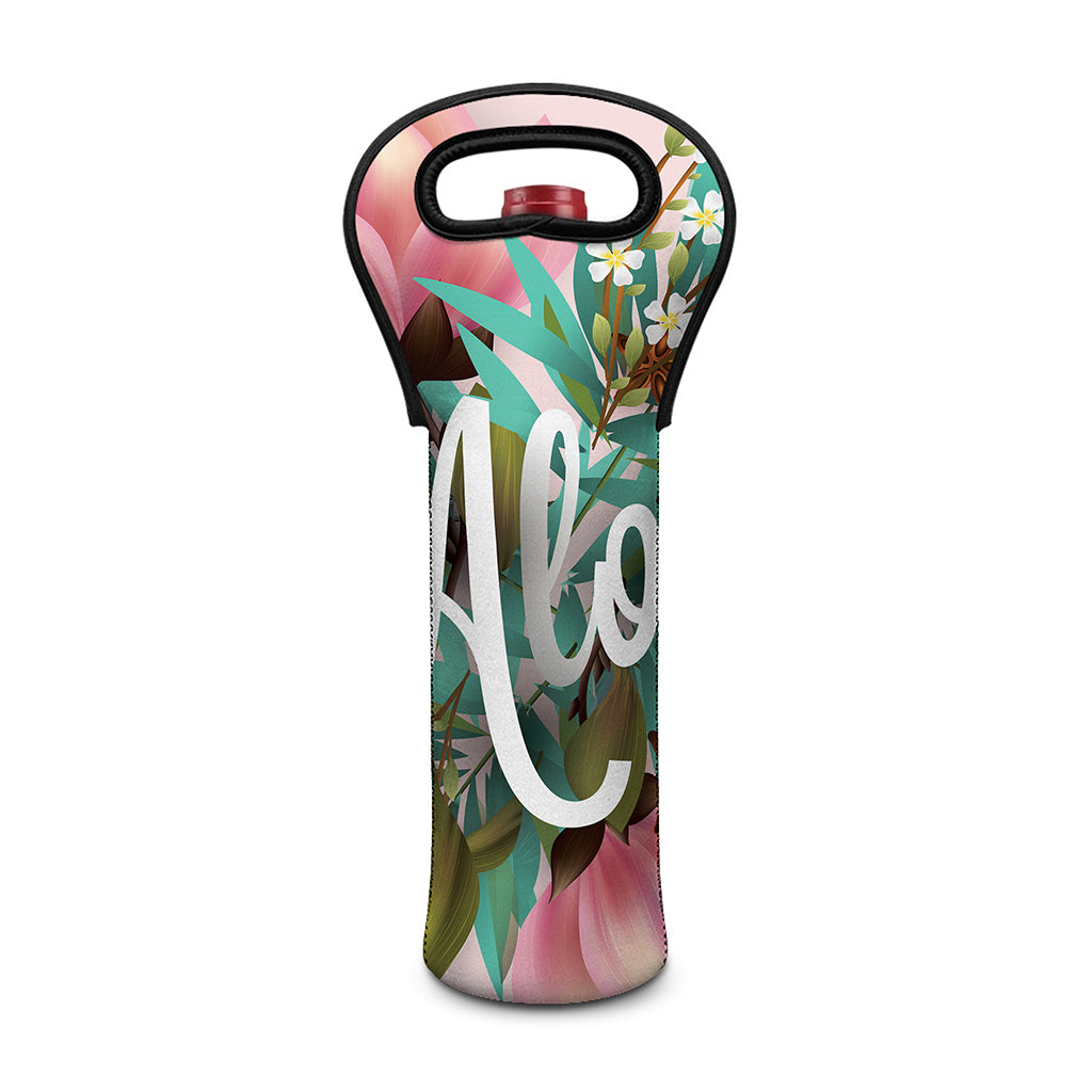 Hawaiian Flower Aloha Print Single Neoprene Wine Tote