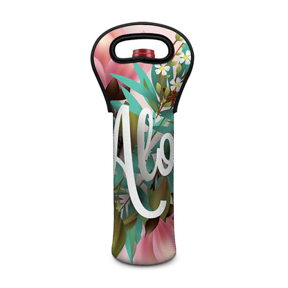 Hawaiian Flower Aloha Print Single Neoprene Wine Tote