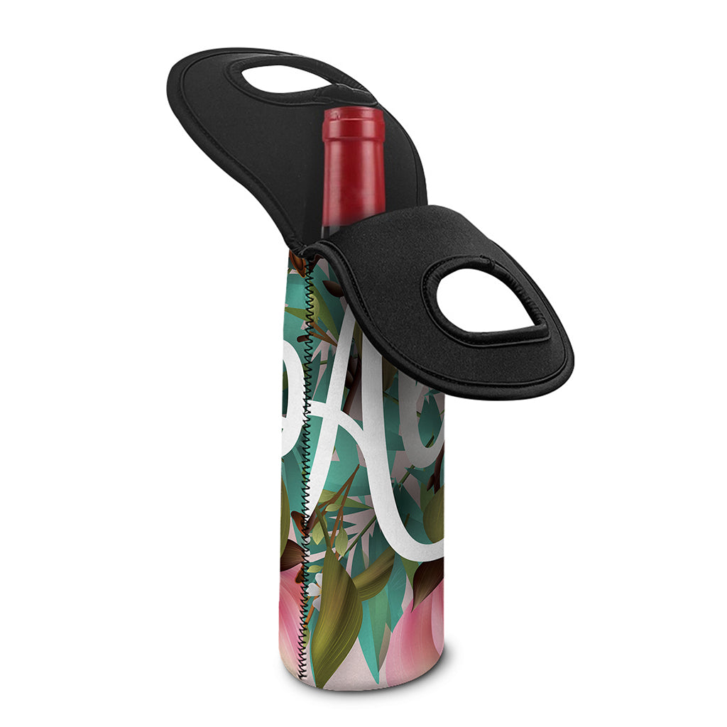 Hawaiian Flower Aloha Print Single Neoprene Wine Tote