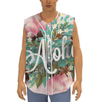 Hawaiian Flower Aloha Print Sleeveless Baseball Jersey