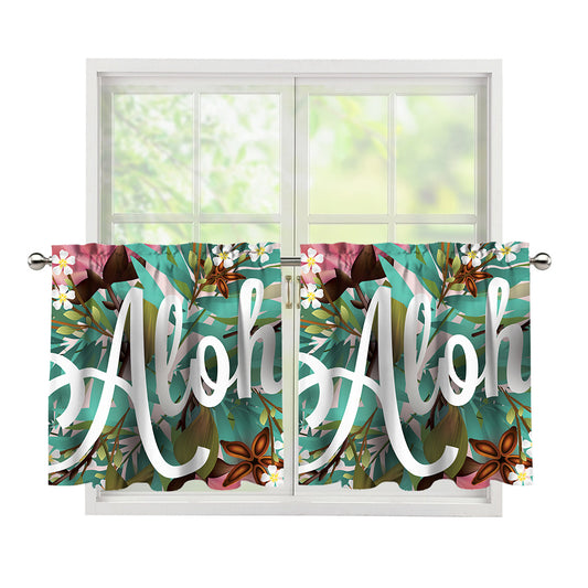 Hawaiian Flower Aloha Print Tier Curtains