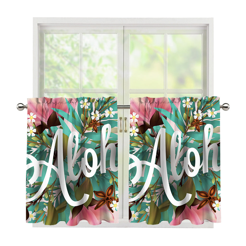 Hawaiian Flower Aloha Print Tier Curtains