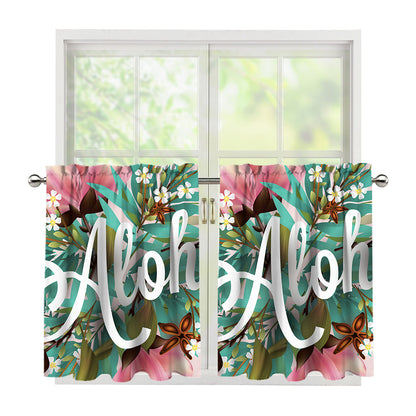 Hawaiian Flower Aloha Print Tier Curtains