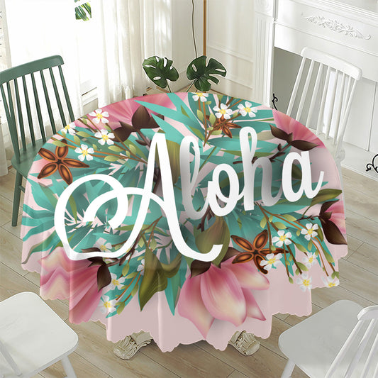 Hawaiian Flower Aloha Print Waterproof Round Tablecloth