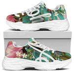 Hawaiian Flower Aloha Print White Chunky Shoes