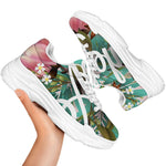 Hawaiian Flower Aloha Print White Chunky Shoes