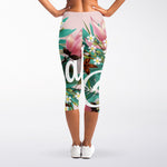 Hawaiian Flower Aloha Print Women's Capri Leggings