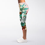 Hawaiian Flower Aloha Print Women's Capri Leggings