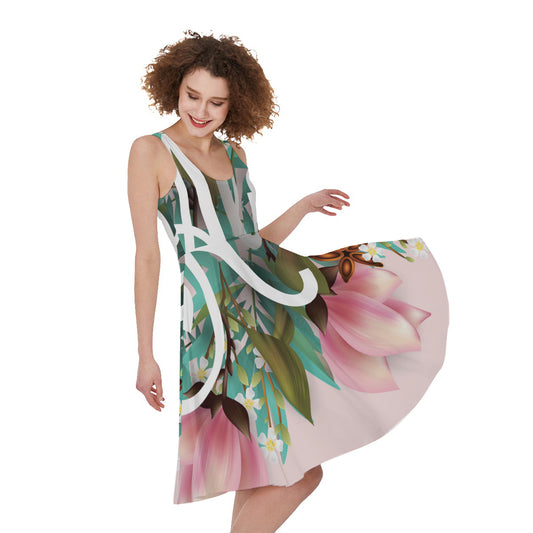 Hawaiian Flower Aloha Print Women's Sleeveless Dress