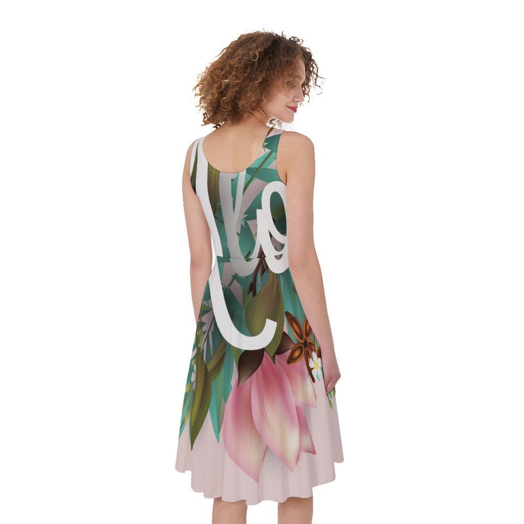 Hawaiian Flower Aloha Print Women's Sleeveless Dress
