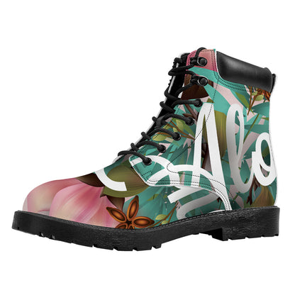 Hawaiian Flower Aloha Print Work Boots