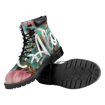 Hawaiian Flower Aloha Print Work Boots