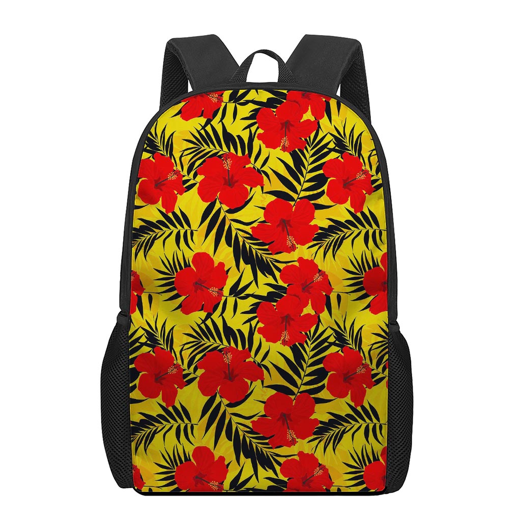 Hawaiian Hibiscus Flowers Pattern Print 17 Inch Backpack