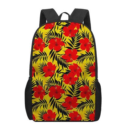 Hawaiian Hibiscus Flowers Pattern Print 17 Inch Backpack