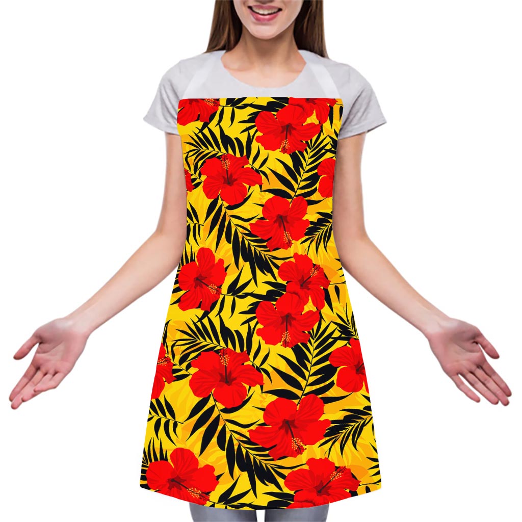 Hawaiian Hibiscus Flowers Pattern Print Adjustable Apron