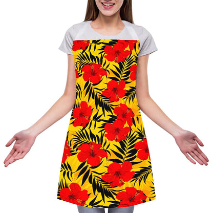 Hawaiian Hibiscus Flowers Pattern Print Adjustable Apron