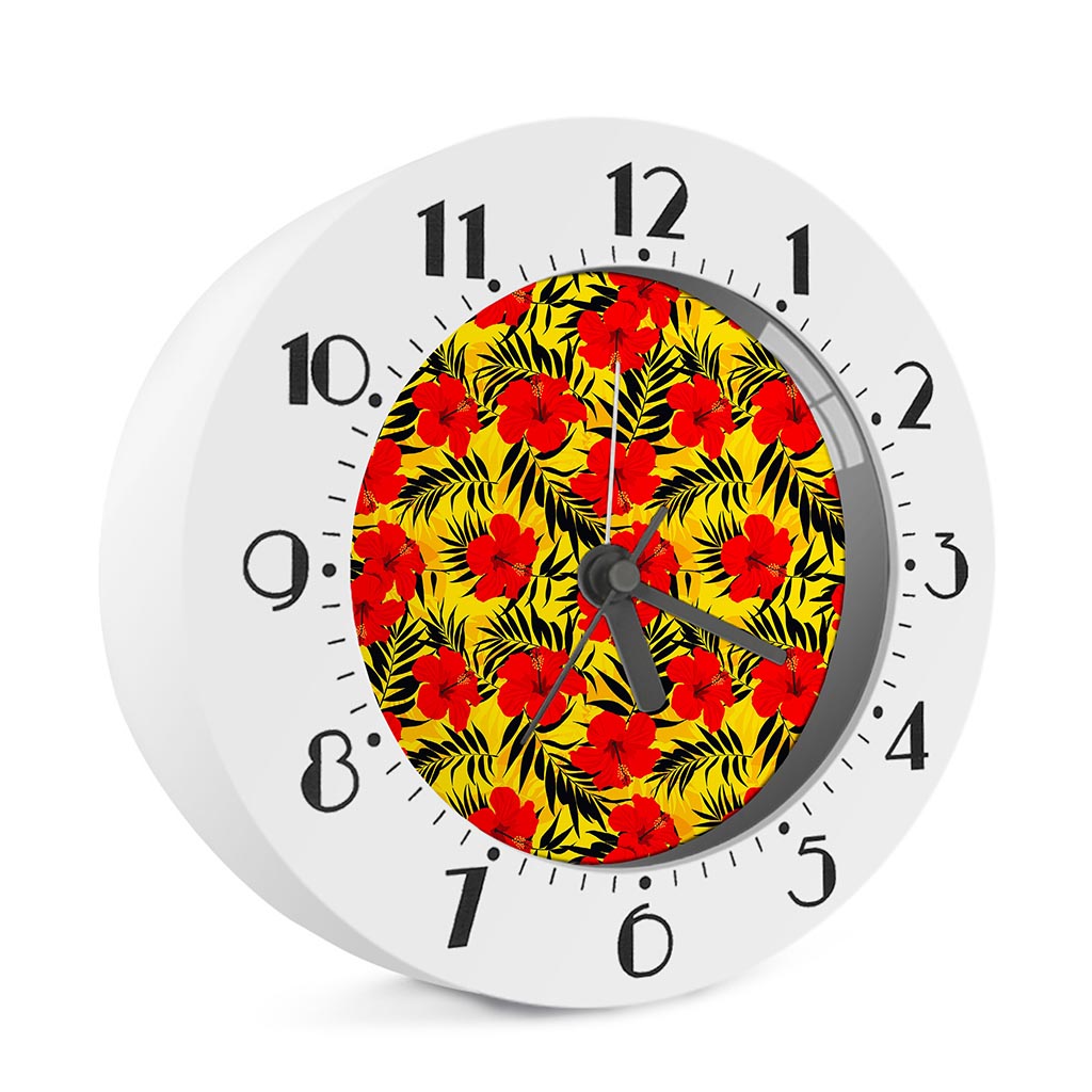 Hawaiian Hibiscus Flowers Pattern Print Alarm Clock