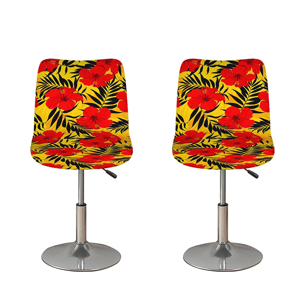 Hawaiian Hibiscus Flowers Pattern Print Bar Stool Covers