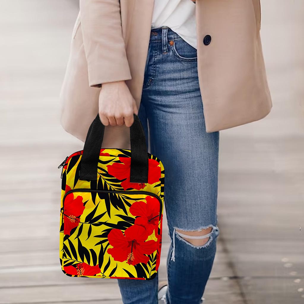 Hawaiian Hibiscus Flowers Pattern Print Bible Tote Bag