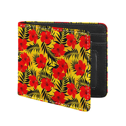 Hawaiian Hibiscus Flowers Pattern Print Bifold Wallet
