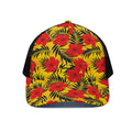 Hawaiian Hibiscus Flowers Pattern Print Black Mesh Trucker Hat