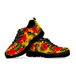 Hawaiian Hibiscus Flowers Pattern Print Black Running Shoes