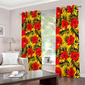Hawaiian Hibiscus Flowers Pattern Print Dimout Grommet Curtains